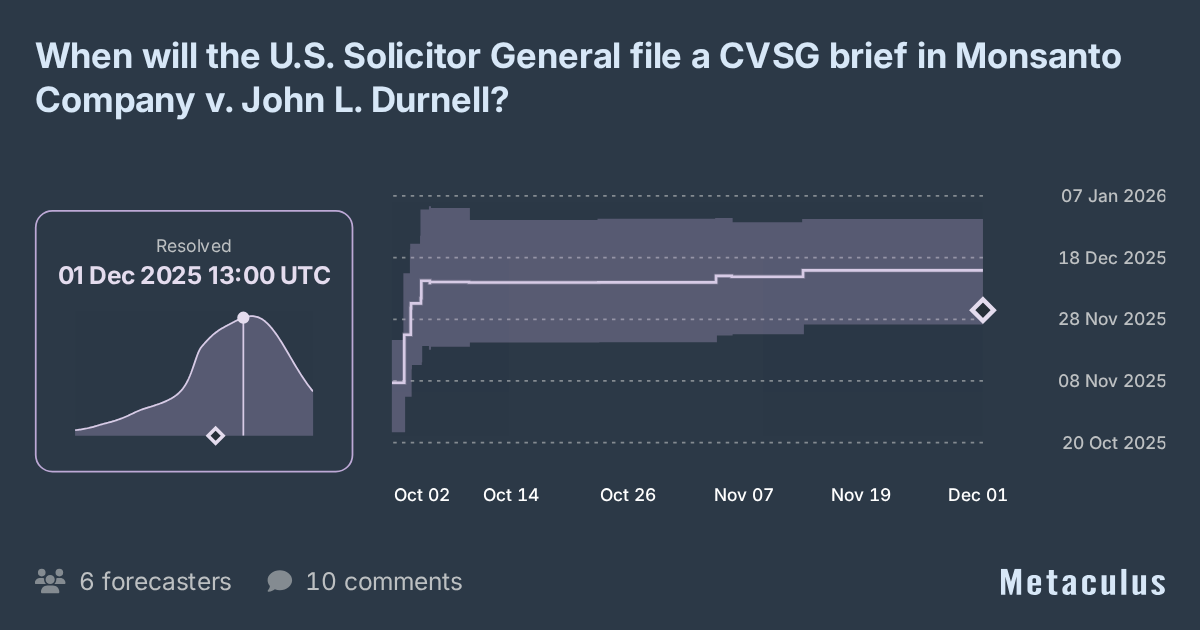 When will the US Solicitor General file a CVSG brief in Monsanto v ...